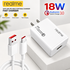 DIGI VAULTT:PREMIUM REALME 18W Fast Charging Adapter Kit with 6A High-Speed Micro-USB & Type-C2 Cable
