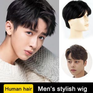 Gorich Chic Black Short Straight Hair Wig for Men with Full Head Coverage