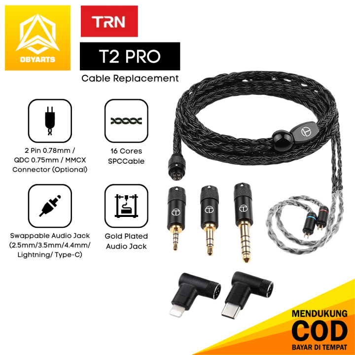 TRN T2 PRO 16 Core Silver Plated Copper Upgrade Cable For IEM Earphone Modular Kabel Sweppable