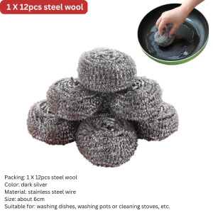 12pcs set steel wool scrubberstainless steel spongesreplacementbrushpangkiskis ng kalderokitchen cleanerkitchen cleaning toolsBINLU