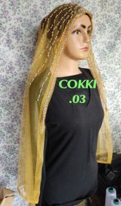 Veil Pengantin Terbaru Selendang Pengantin Slayer Pengantin motif Bunga Matahari Kerudung Wisuda Seragaman ibu Besan wedding mua makup Ukuran Panjang 150 cm X 125 cm Cokki.03