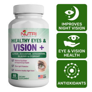 Nutri Botanics Healthy Eye & Vision - Lutein Eye Supplement with Astaxanthin Bilberry Eyebright Zeaxanthin - 5 Eye Vitamins Retina Eye Health