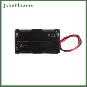JointFlowers ที่ใส่แบตเตอรี่ AA 6V สำหรับแบตเตอรี่4 x AA สีดำกล่องเก็บแบตเตอรี่ AA แบบสองชั้นพร้อมสายนำ