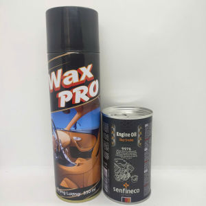 NƯỚC XỊT LAU SẠCH GHẾ DA SIMILI Ô TÔ HIỆU WAX PRO 550ml VÀ SENFINECO 9976 300ml GIẢM RUNG GIẢM ỒN CHO ĐỘNG CƠ XE Ô TÔ (Senfineco 9976 300ml Engine Oil Smoke Stop And Glass Cleaner 50ml)