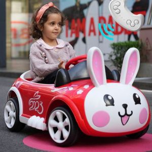 XE Ô TÔ ĐIỆN HÌNH THỎ DỄ THƯƠNG CHO BÉ TRAI BÉ GÁI 2 ĐẾN 4 TUỔI CÓ BẬP BÊNH