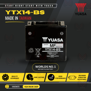 Yuasa YTX14-BS Motorcycle Battery (Taiwan) best for BMW RnineT Scrambler/K1250GS/R1200RS/R1200GS/R1250GS Adventure Kawasaki Ninja ZX-14R/ZX-12R KTM Super Duke Triumph Tiger