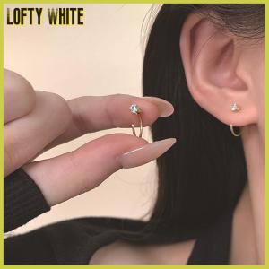 Lofty White ต่างหูเม็ดเดี่ยวคริสตัล1คู่สำหรับผู้หญิงเครื่องประดับแฟชั่นเกาหลีสำหรับงานเลี้ยงสาวๆต่างหูสุดหรู