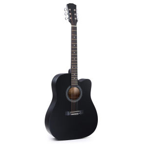 KAWES Gitar Akustik 41 inci dengan aksi rendah dilengkapi batang penyangga (truss rod) gitar folk dengan papan jari dari kayu baswood gitar untuk pemula.