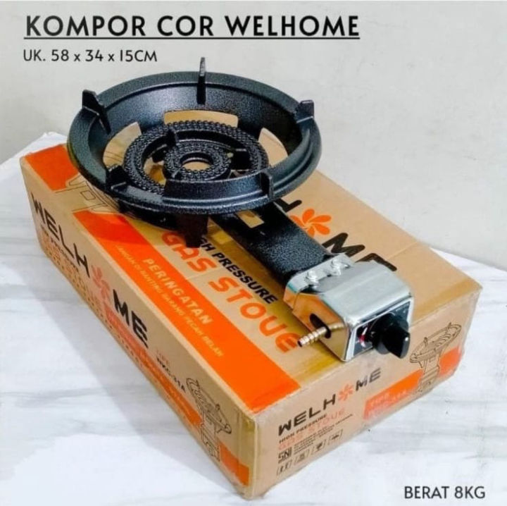 Kompor Mawar Gas Cor Welhome 1 Tungku Low Pressure Panci 34 Cm Martabak