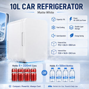 10L Mini Car Refrigerator Fast Cooling Portable Fridge Quiet Energy Saving Double-Layer Storage for Car Travel Home Use