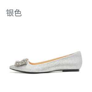 IELGY Rhinestone pearl sallow crystal sequins pointed toe flats bridesmaid wedding