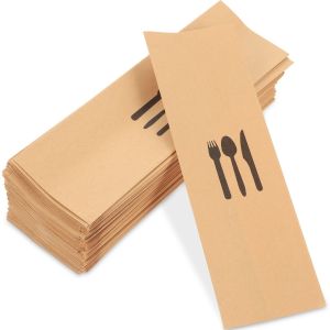 100 Pcs Kraft Paper Cutlery Set Silverware Holder for Party Bags Restaurant Cover Flatware Pocket Sleeve Sleeves Storage Pouches