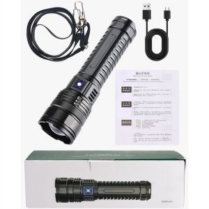 M80 Super Bright Flashlight Powerful LED Flashlights Type-C Rechargeable Flashlight Zoom Long Range LED Torch Light