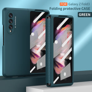 FLOVEME With Front Screen Glass Film Phone Case For Samsung Galaxy Z Fold 5 Fold 4 3 2 5G Hinge Case Full Protection Hard Plastic Shockproof Back Cover For Galaxy Z Fold 5 Fold 4 3 2