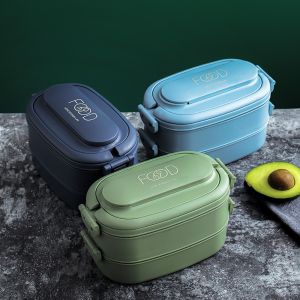 QIXING Phong cách Nhật Bản Hộp cơm trưa nhiều lớp Hình vuông Di động Hộp bảo quản thực phẩm Bền Lò vi sóng Hộp đựng thực phẩm Phụ nữ