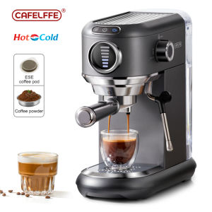 Cafelffe 19 Bar Hot/Cold Brew Super Slim Dolce gusto/Nespresso capsule ESE POD& Powder Espresso Machine Expresso Coffee Machine With Milk Frother Wand for Cappuccino&Latte Coffee Maker 1450W 4 in 1
