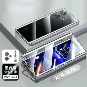 360 Full Case For Poco F6 Case Double Sided Adsorption Metal Capa Tempering Glass Protect Cover For Xiaomi Poco F6 5G