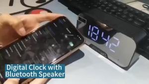 Mirror Clock Bluetooth SpeakerMirror Clock Alarm Clock Small Stereo Mobile Phone Holder