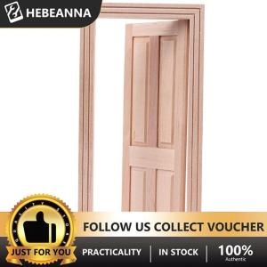 hebeanna 1 12 Dollhouse Miniature 4 Panel Interior Wooden Door DIY Model Accessories Toys