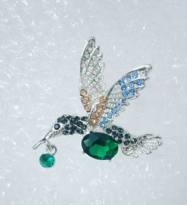 Trâm Cài Áo Hình Chim Ruồi Bằng Hợp Kim Đính Đá - Thanh Tẩy Tài Chính - Thu hút may mắn thịnh vượng