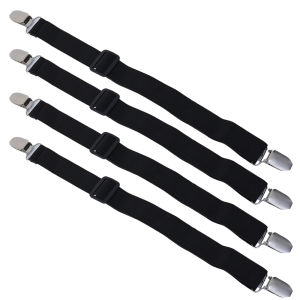 YESPERY 4pcs Adjustable Bed Sheet Fasteners Straps Elastic Mattress Cover Corner Holder Clip Grippers Suspender Cord Hook Loop Clasps
