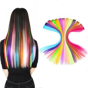 12colors Wig Color Multicolor Wig Piece Long Straight Hair Extension Clip In Hairpiece High Temperature Hair Pad for Women