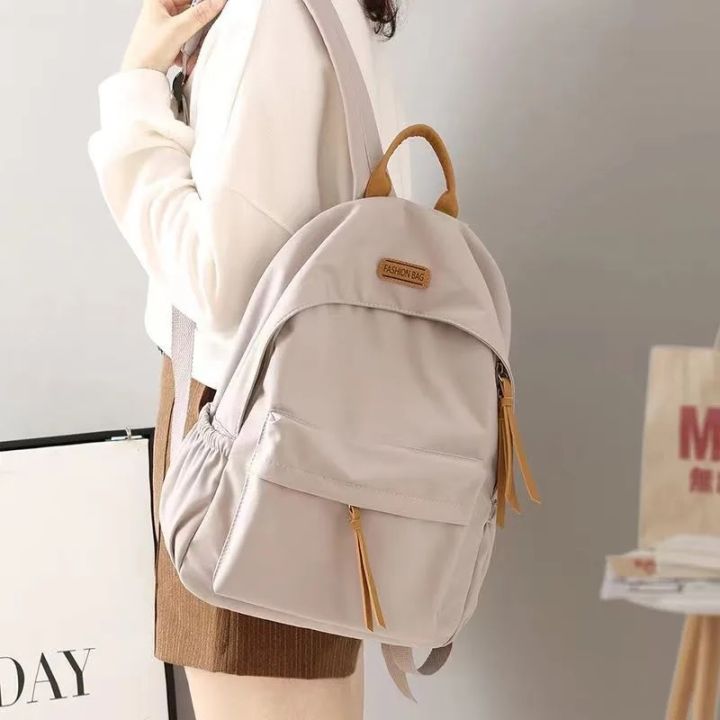 Original new school bag women Korean fashion solid color bag waterproof  college student backpack Lazada PH