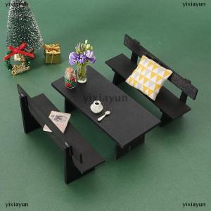 [COD] yixiayun 1 Piece Dollhouse Miniature Black Table And Chair Furniture Model Scene Decoration Props Doll House Accessories