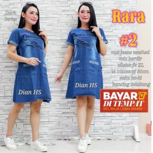 Della Ripped Dress Wanita Korea Bahan Jeans - Midi dress sabrina jeans Terbaru - Dress Wanita Lengan pendek Terbaru