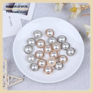 [COD] 10pcs ngọc trai Kim Loại Shank nút cho may scrapbooking DIY Craft trang trí