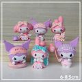 Action Figure KUROMI x MY MELODY - Miniatur Pajangan Topper Kue Mainan Hello Kitty Kurumi Melodi Cinnamoroll. 
