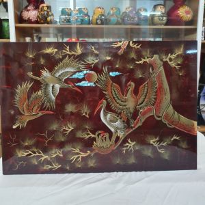 Tranh sơn mài Tùng Hạc đắp nổi hàng xuất khẩu 40x60 cm trang trí nhà cửa quà tặng tân gia khai trương ý nghĩa- làng sơn mài truyền thống Tương Bình Hiệp