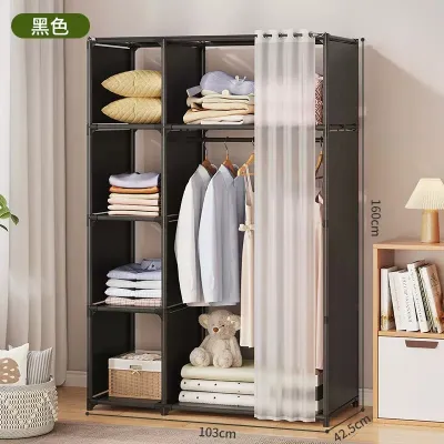 Wardrobe Dust Cover Curtain Clothes Rack Rak Bilik Baju Wardrobe Self Assembly Multifunctional Wardrobe Clothes LHTP
