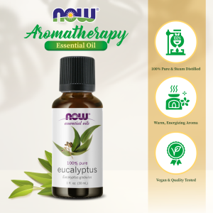 NOW FOODS Essential Oils Eucalyptus Oil Clarifying Aromatherapy Scent Steam Distilled 100% Pure Vegan Child Resistant Cap 1-Ounce (30ml)