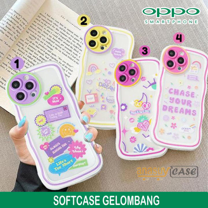 Softcase Silikon Casing Gelombang Bening Motif GL4 For OPPO A3S