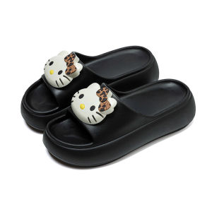 [Free Shipping] KT Cat Thick-Soled Outdoor Flip-Flops Womens High-Heeled Casual Sandals Ladies Beach Shoes Home Slippers for Women