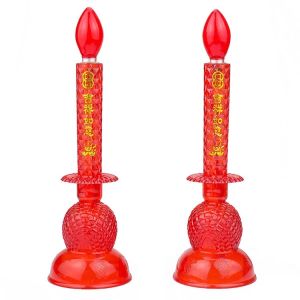 Lampu Lilin Listrik Nanas Naga Yuanbao Lampu Lilin Listrik Dua Naga Phoenix Emas Merah Segi Bulat