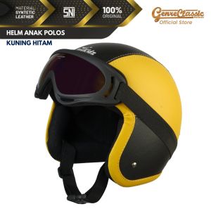 Helm Anak Bogo Genre Classic Kacamata / Helem Anak Polos KUNING HITAM Usia 2-6 Tahun