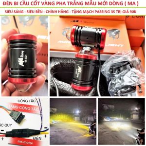 Ánh Sáng Mạnh Mẽ: Đèn Trợ Sáng Bi Cầu 2 Màu Cốt Vàng Pha Trắng Viền Đỏ - Hợp Kim Chống Nước Siêu Sáng Cho Các Xe