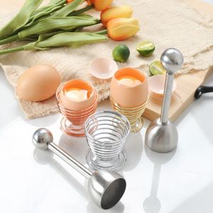 GAOSU Practical Egg Shell Opener Multifunction Stainless Steel Egg Topper Cutter Kitchen Gadget Creative Egg Cups Stand Holders Household