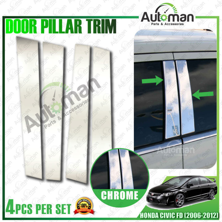 4pcs Silver PC Plastic Door Window Pillar Post Trim Covers For Dodge Ram 1500 Quad/Extended Cab 2019-2024