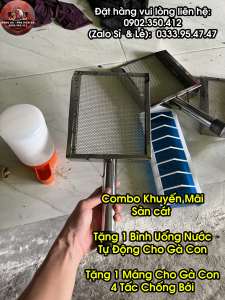 Combo Sàn Cát Tặng 1 Bình Cho Gà Con Uống Nước Tự Động + 1  Máng Ăn 4 Tấc Cho Gà Con Chống Bới