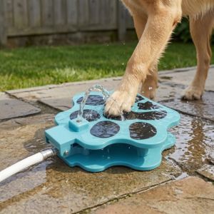 HOMEVOYAG Paw Activated Foot Pedal Dog Water Dispenser No Spill Automatic Pet Step-On Water Fountain Funny Impact‑Resistant Pet Sprinkler Outdoor Use