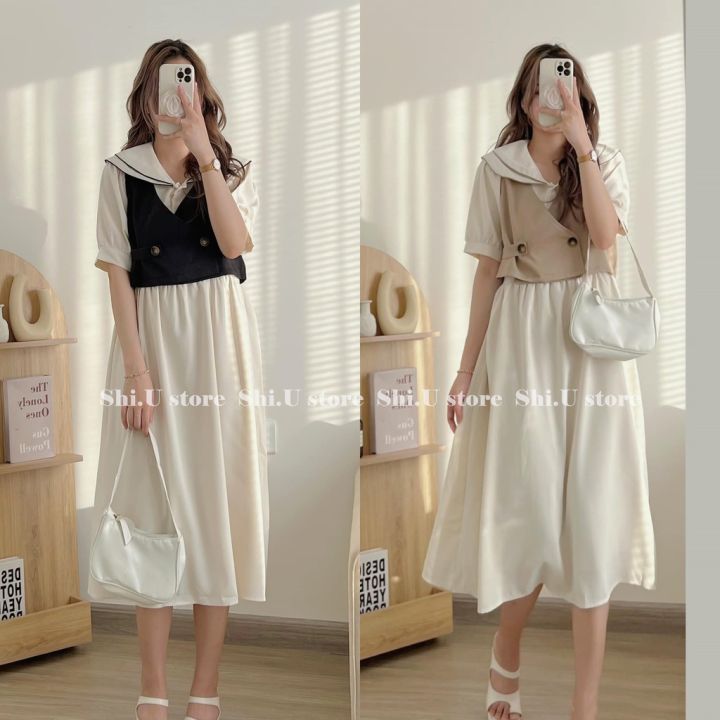 ORDER+ẢNH THẬT | Set áo phông + váy kẻ 2 đây babydoll dáng rộng dài Ulzzang  style Korea siêu xinh 😍 | Shopee Việt Nam