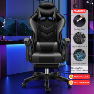GMshop PU Leather Adjustable Ergonomic Racing Gaming Chair Computer Chair With Foot Rest and Lumbar Support