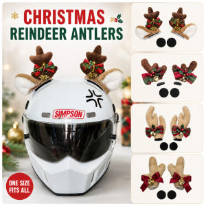Christmas Motorcycle Helmet Reindeer Antlers with Bell Universal Velcro Mount for Motorcycle Helmets