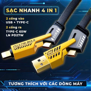 Cáp sạc nhanh 4 Trong 1 cáp sạc nhanh loại USB C 65W Sạc Dữ Liệu Dây Đa-Thiết Bị Pd 27W dây sạc Đèn Flash Cho IOS 15 14 Loại C