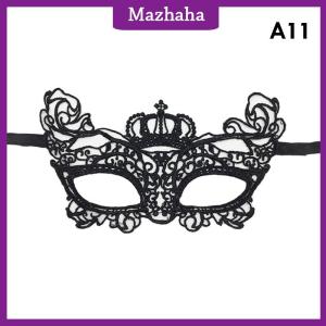 Mazhaha หน้ากากลูกไม้สีดำเซ็กซี่สำหรับผู้หญิงหน้ากากสวมหน้ากากงานปาร์ตี้เจ้าหญิงชุดพรอมคอสเพลย์งานพรอมชุดไนท์คลับผ้าปิดตาครึ่งหน้า
