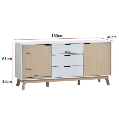 Furniture Direct SOVAN 160cm Sideboard storage cabinet-Oak+White