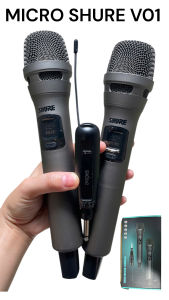 COMBO 2 MICRO Đa Năng SHURE V01 Pin Sạc Âm Thanh Chắc Vang Sáng Bắt Sóng Xa Sử Dụng Cho Loa Kéo Vang Amply